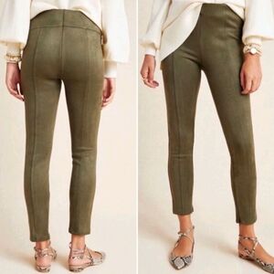 Anthropologie Faux Suede Moss Green Ankle Pants Women's Size 27